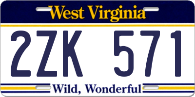 WV license plate 2ZK571