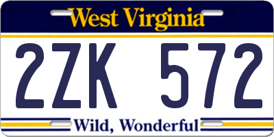 WV license plate 2ZK572