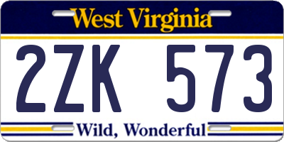 WV license plate 2ZK573