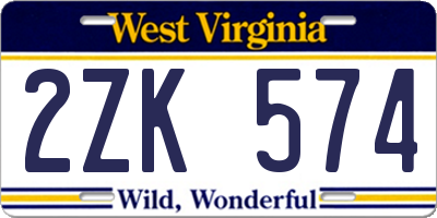 WV license plate 2ZK574