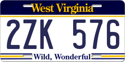WV license plate 2ZK576