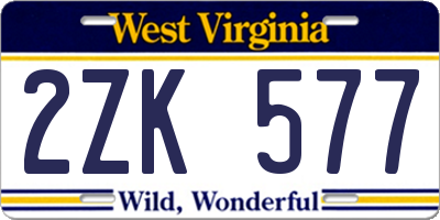 WV license plate 2ZK577