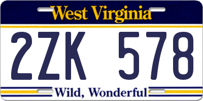 WV license plate 2ZK578