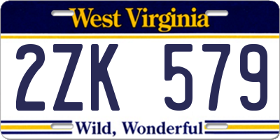 WV license plate 2ZK579