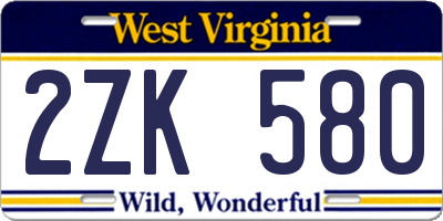 WV license plate 2ZK580