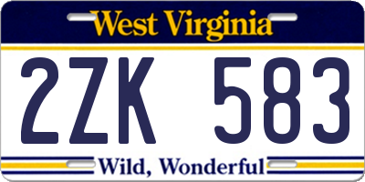 WV license plate 2ZK583