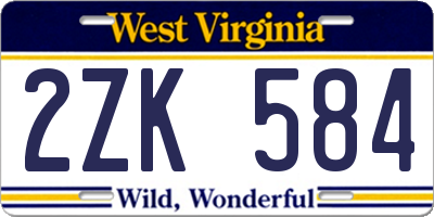 WV license plate 2ZK584