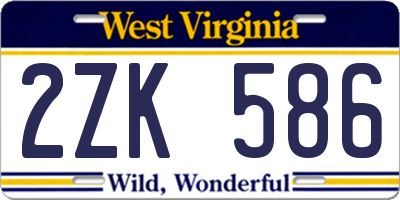 WV license plate 2ZK586