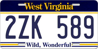 WV license plate 2ZK589