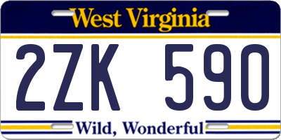WV license plate 2ZK590