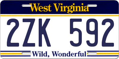 WV license plate 2ZK592