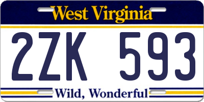 WV license plate 2ZK593