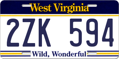 WV license plate 2ZK594