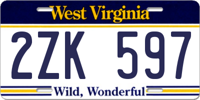 WV license plate 2ZK597