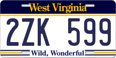WV license plate 2ZK599