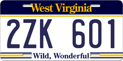 WV license plate 2ZK601