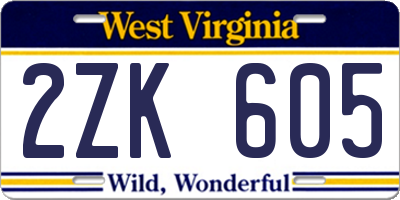 WV license plate 2ZK605