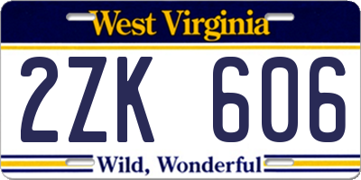 WV license plate 2ZK606