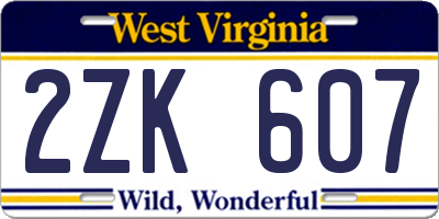 WV license plate 2ZK607