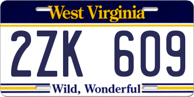 WV license plate 2ZK609