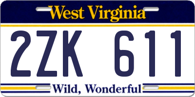 WV license plate 2ZK611