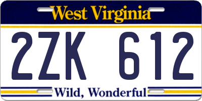 WV license plate 2ZK612