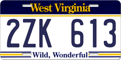 WV license plate 2ZK613