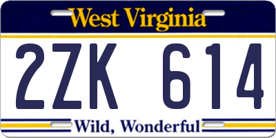 WV license plate 2ZK614
