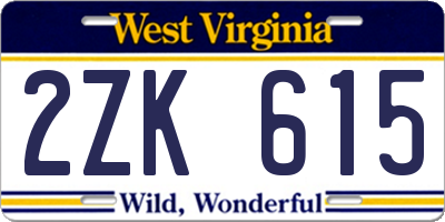 WV license plate 2ZK615