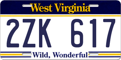 WV license plate 2ZK617