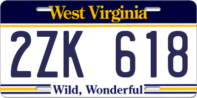 WV license plate 2ZK618