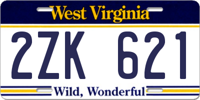 WV license plate 2ZK621