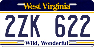 WV license plate 2ZK622