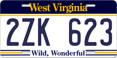 WV license plate 2ZK623