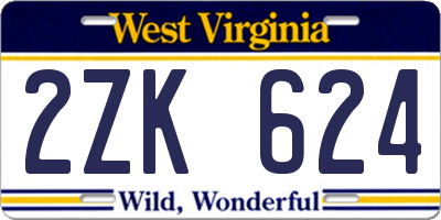 WV license plate 2ZK624