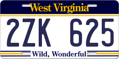 WV license plate 2ZK625
