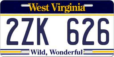 WV license plate 2ZK626
