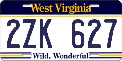 WV license plate 2ZK627