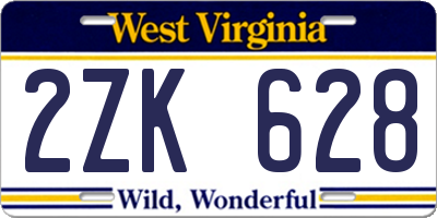 WV license plate 2ZK628