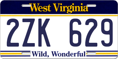 WV license plate 2ZK629