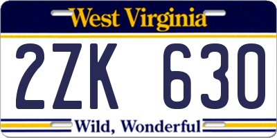 WV license plate 2ZK630