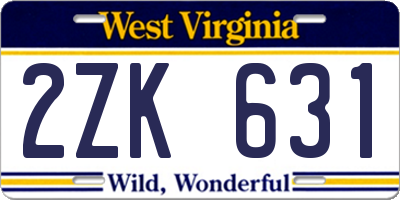 WV license plate 2ZK631