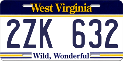 WV license plate 2ZK632