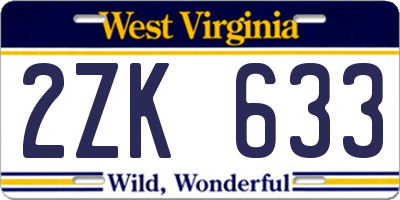 WV license plate 2ZK633