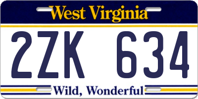 WV license plate 2ZK634