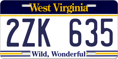 WV license plate 2ZK635