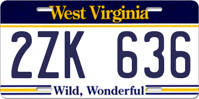 WV license plate 2ZK636