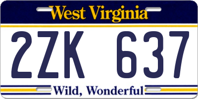 WV license plate 2ZK637