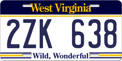 WV license plate 2ZK638