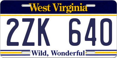 WV license plate 2ZK640